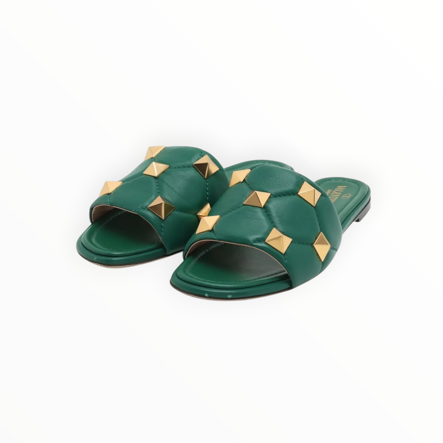 Valentino Rockstud Slides - Emerald - Size 37.5