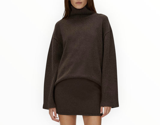 Camilla and Marc Romeo 2.0 Funnel Neck Sweater - Chocolate Melange - Size XS