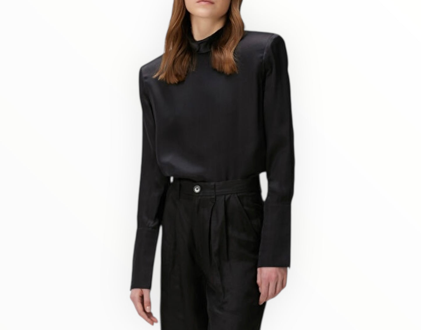 Anine Bing High Neck Blouse - Black- Size M