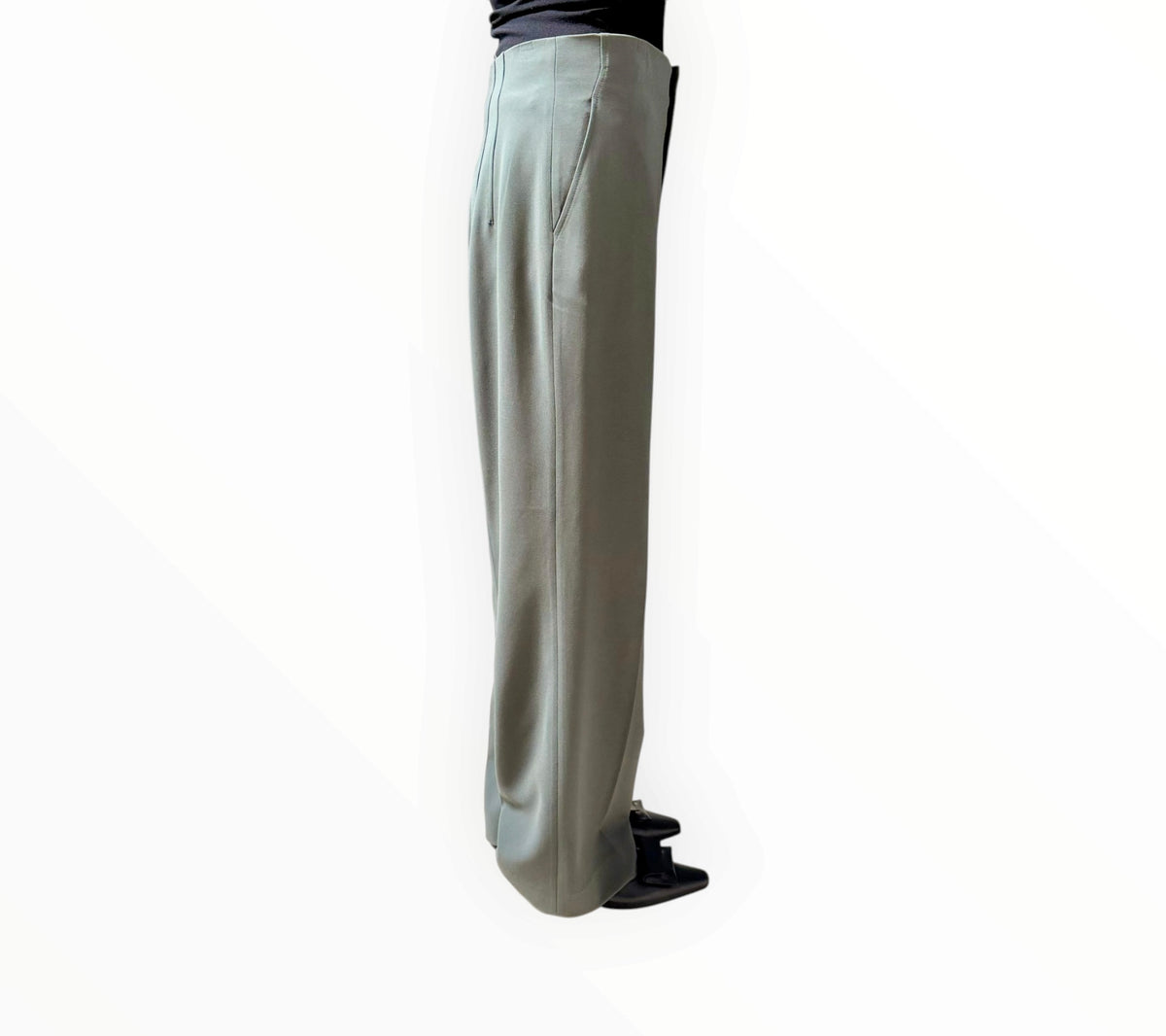 RT006378 - Scanlan Theodore High Waisted Flat Front Pants -Dark Sage - Size AU10