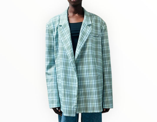 Blanca Oversized Check Jacket - Aqua Check - Size S/M