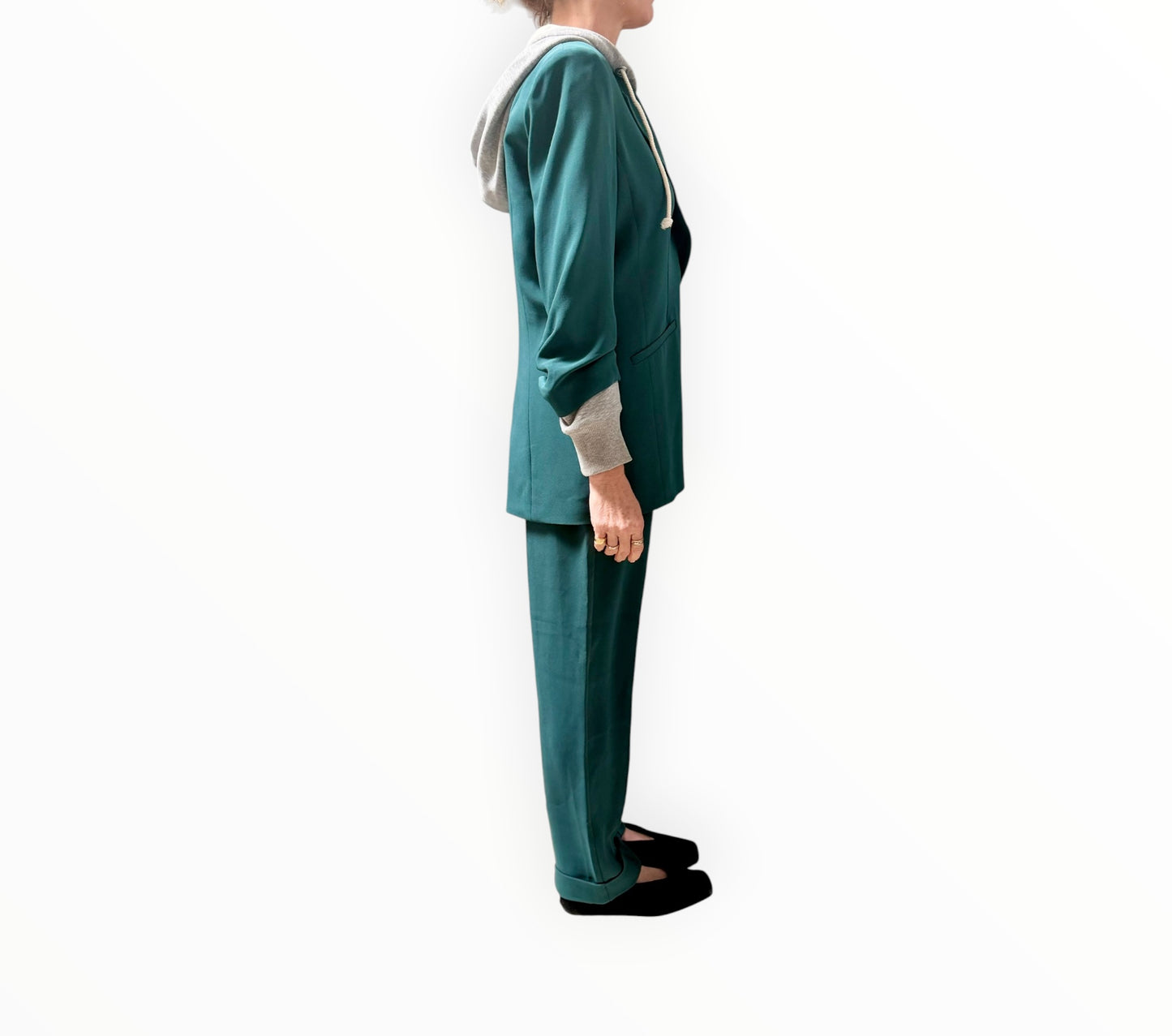 RT006225 - Cinq A Sept Khloe Jacket + Everly Pant Set - Green Onyx - Size AU12