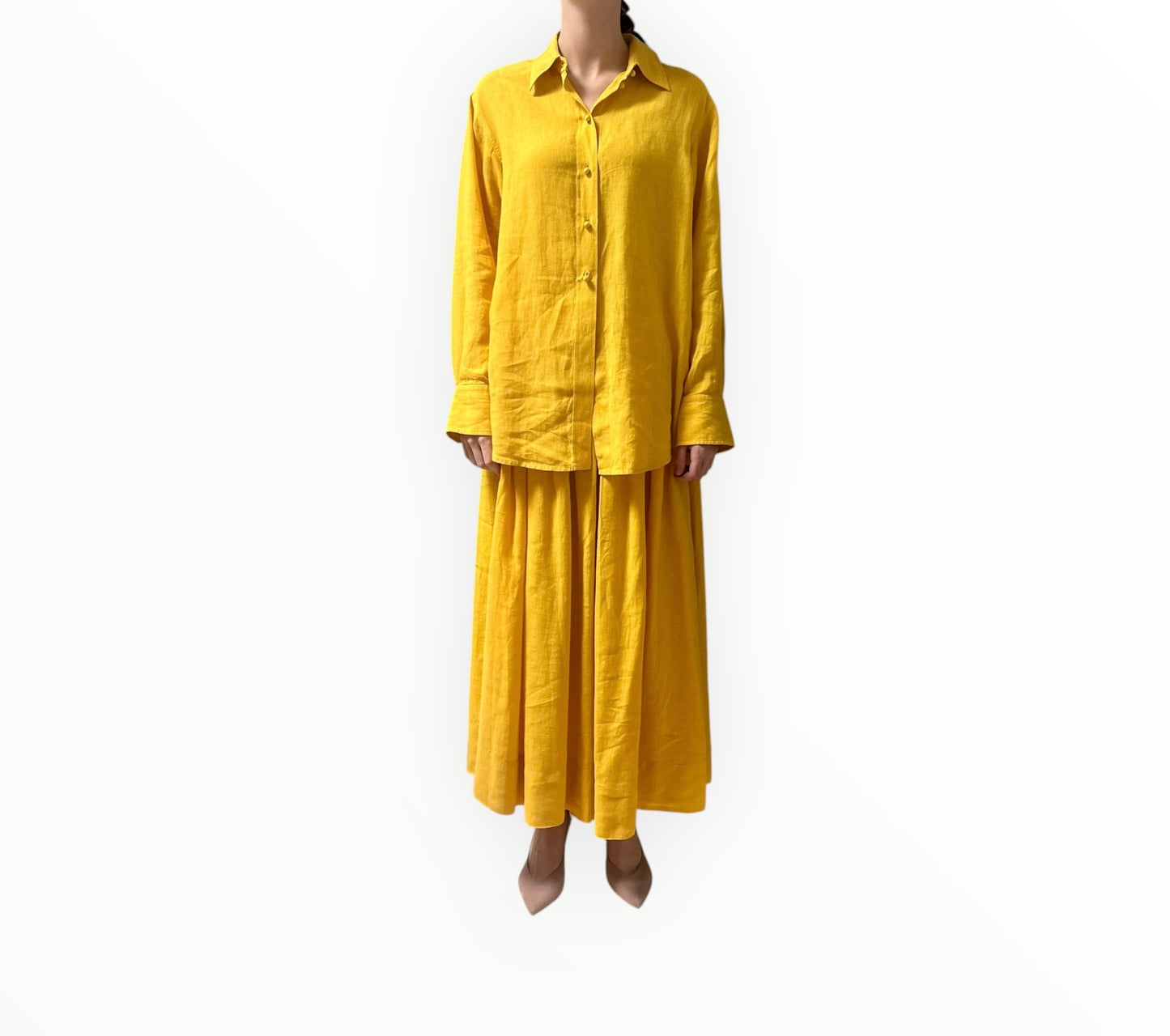 Chloe Shirt and Skirt Set - Mustard - Size 36