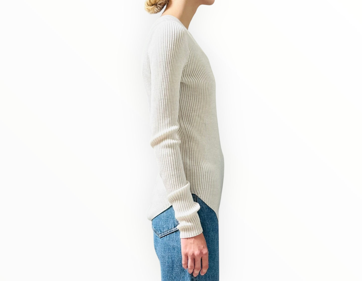 Iro Ribbed Crewneck Top - Cream - Size S