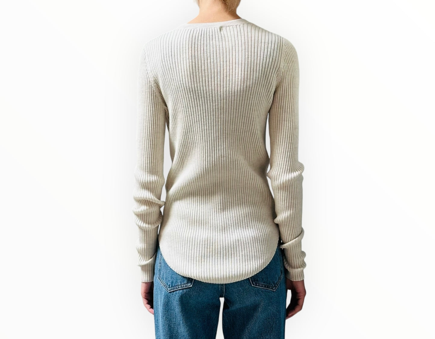 Iro Ribbed Crewneck Top - Cream - Size S