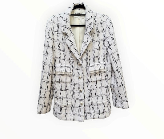 RT006590 - Chanel Cotton Tweed Blazer - White - Size 40