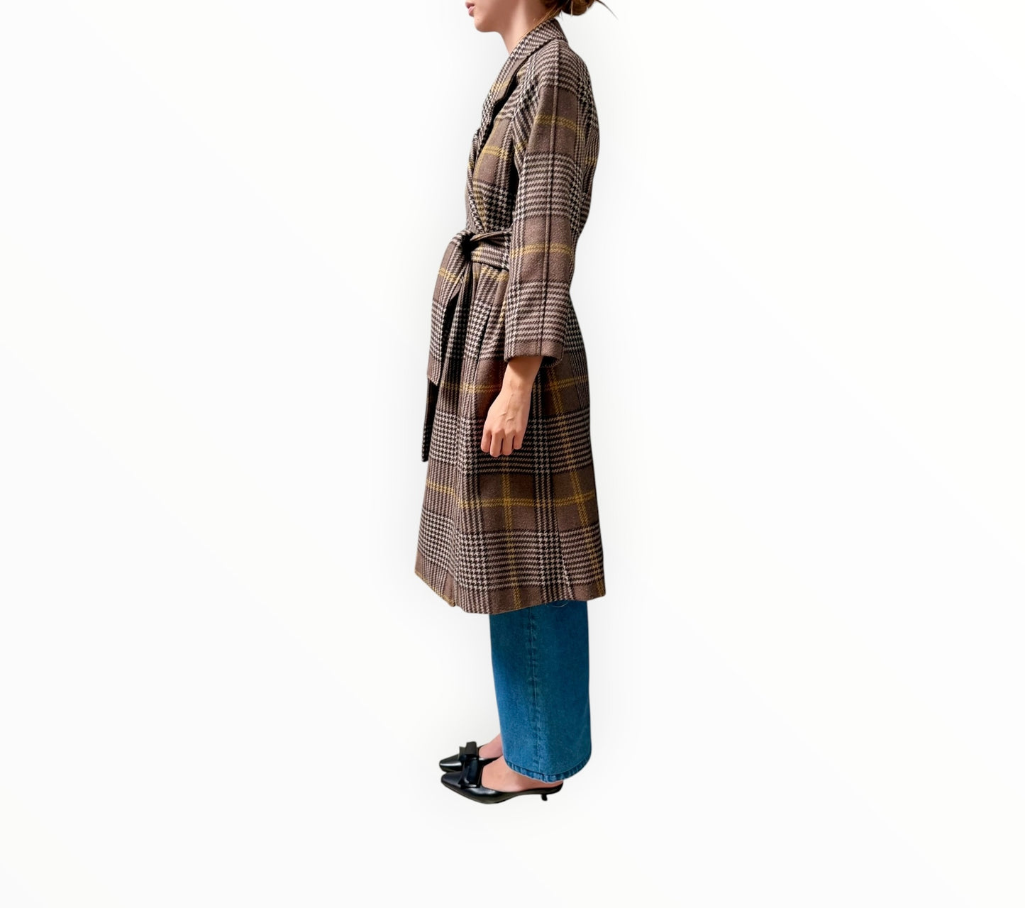 Jac + Jack Check Coat - Brown - Size AU6