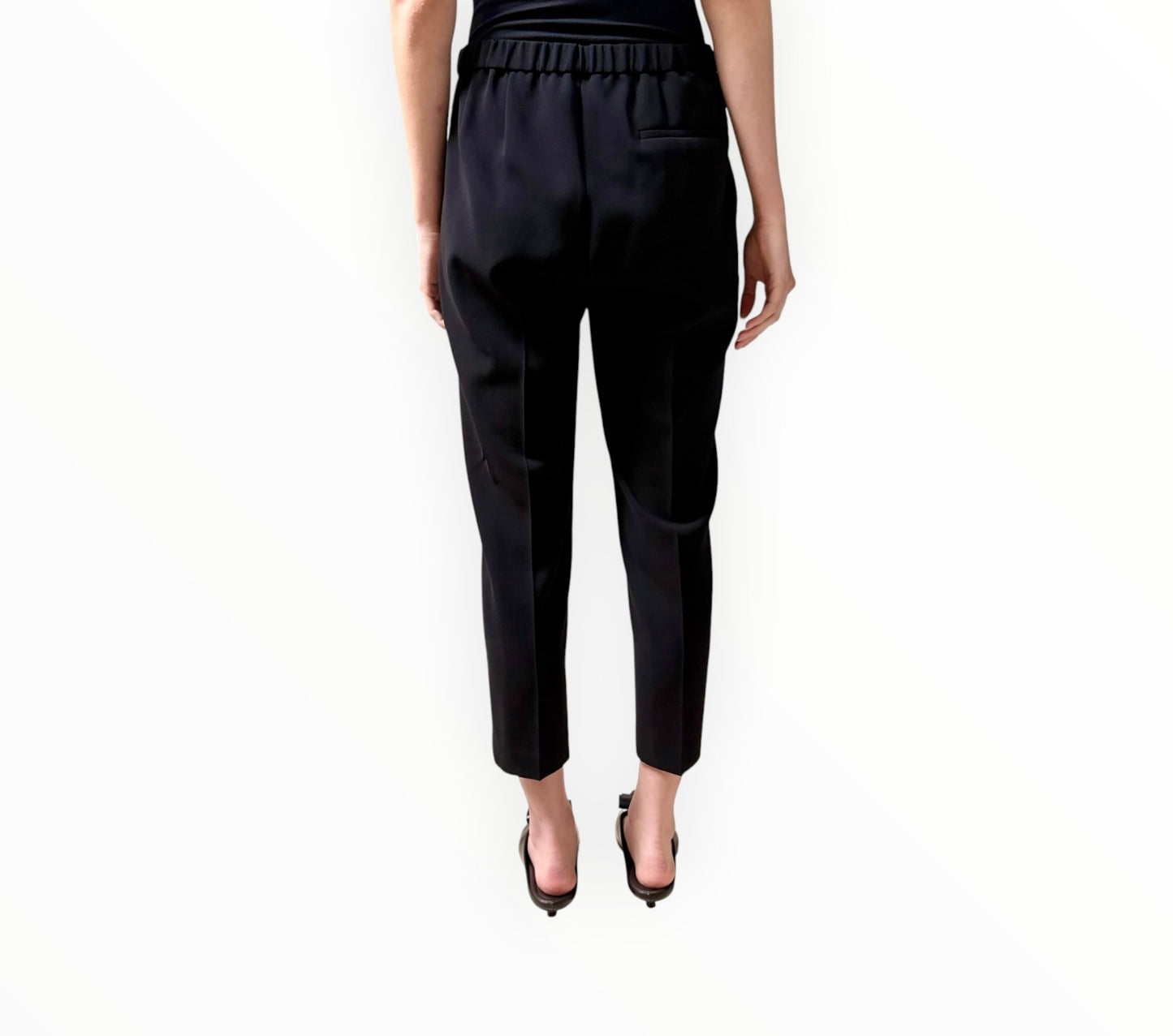 Theory Flat Front 1/2 Back Elastic Pants - Black - Size AU14