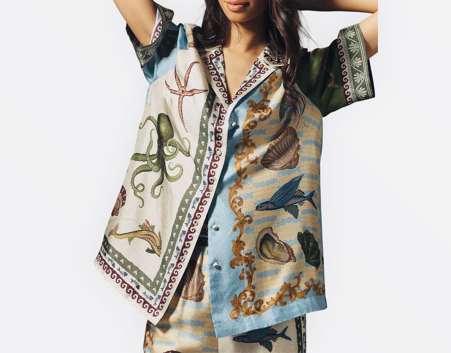 RT006284 - Alemais Bath House Silk Shirt - Multi- Size AU8