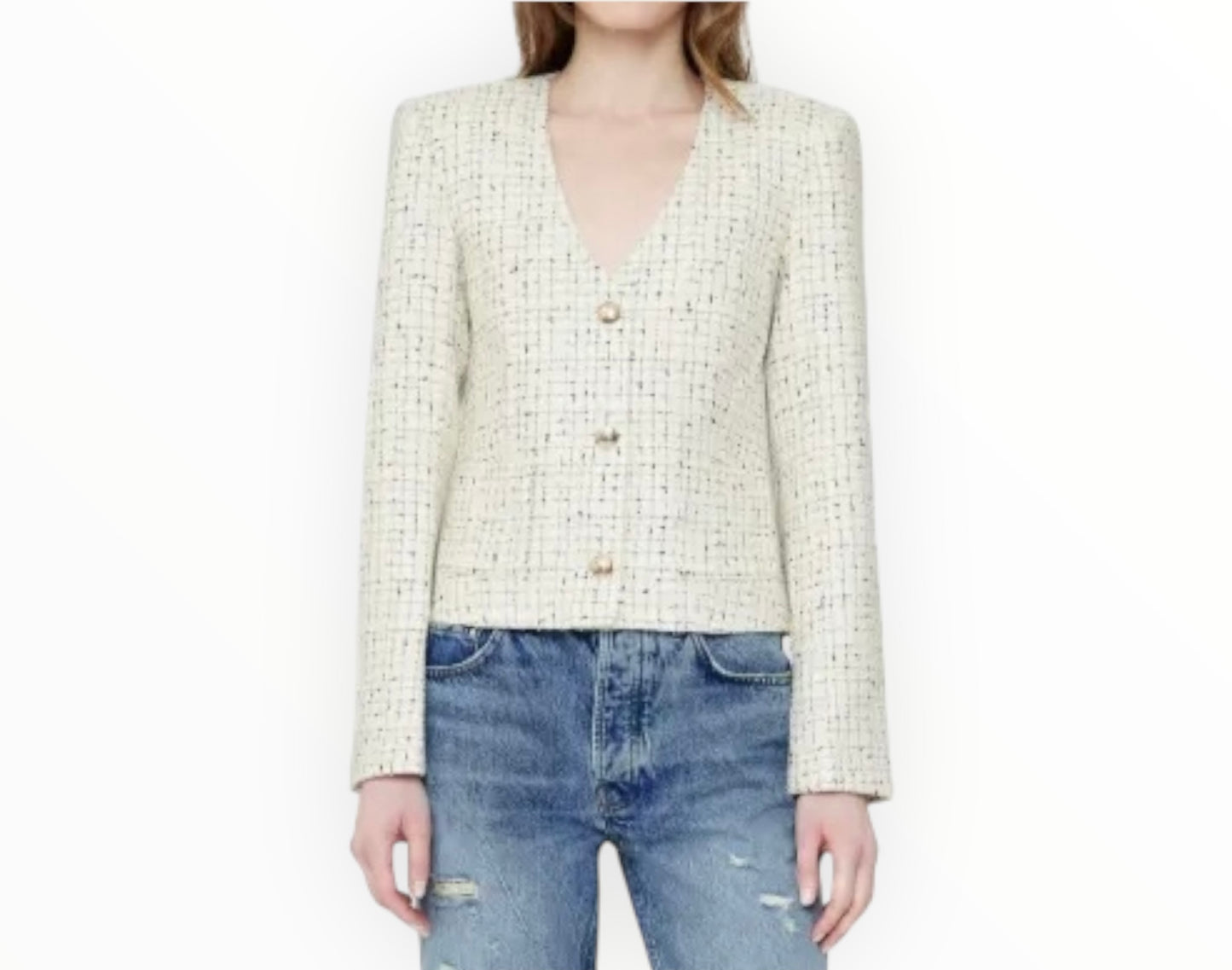 Anine Bing Anitta Jacket - Cream Tweed - Size L