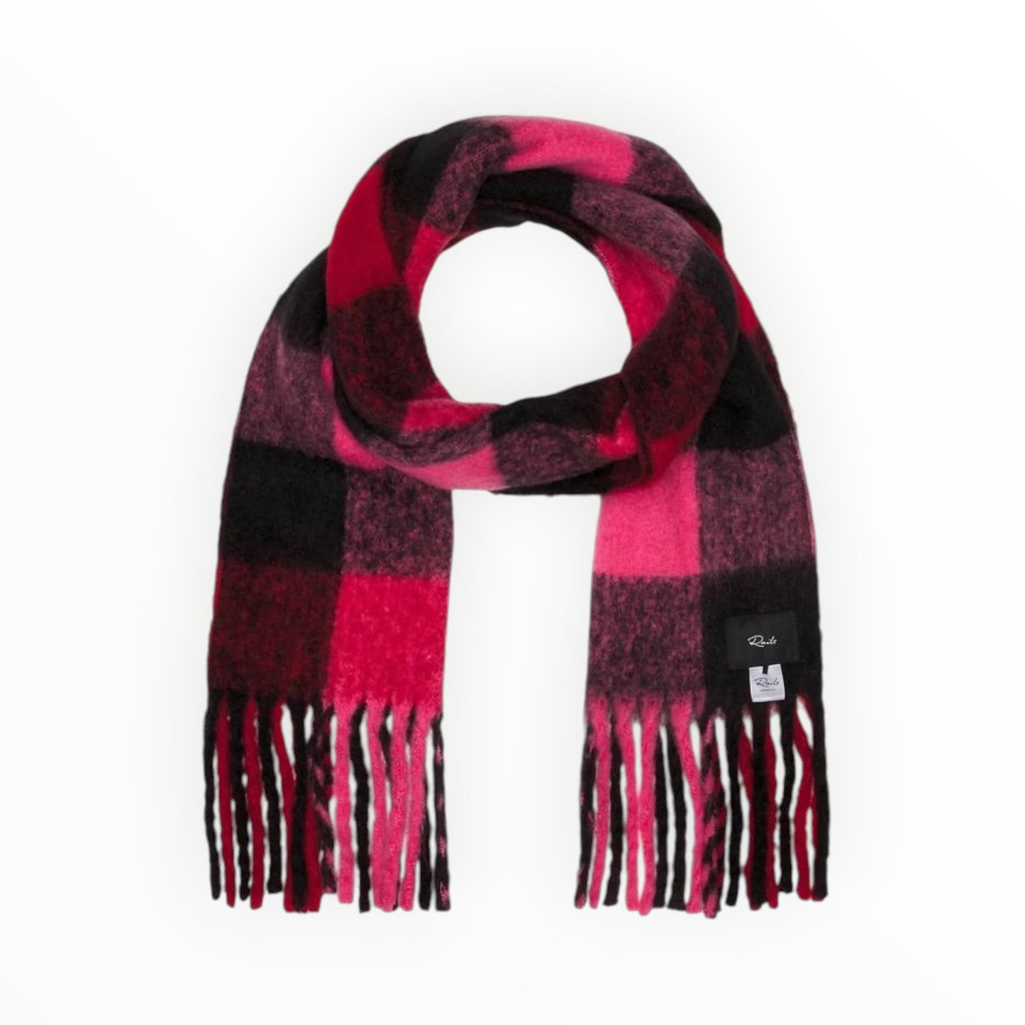 Rails Check Scarf - Black/Red/Pink - Size W40cm x L200cm