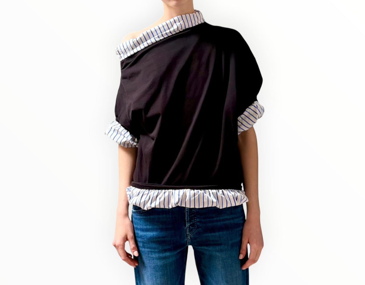 RT006505 - Dries Van Noten Double Layer Top - Navy - Size M