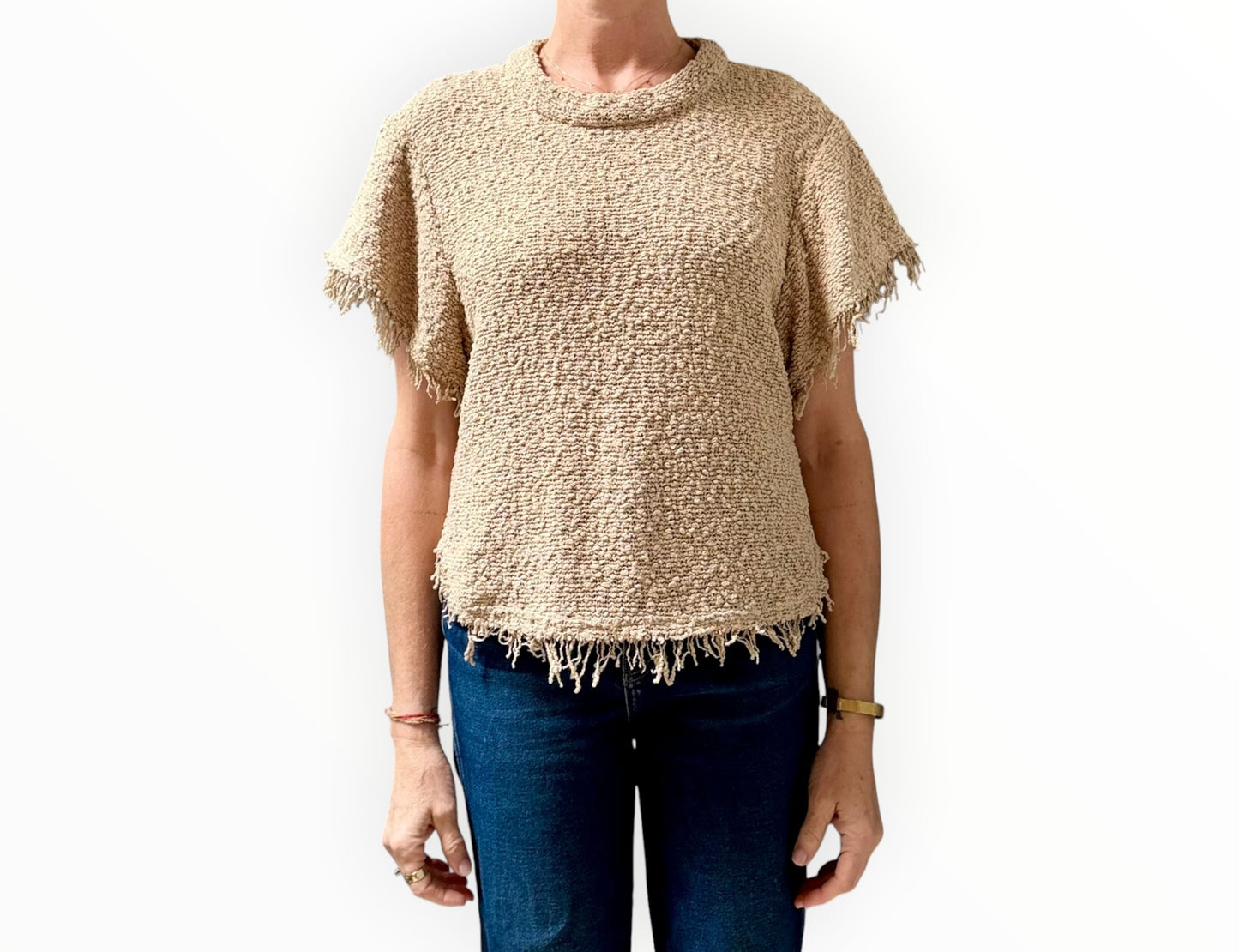 Iro Boucle Knit Top - Latte - Size 36