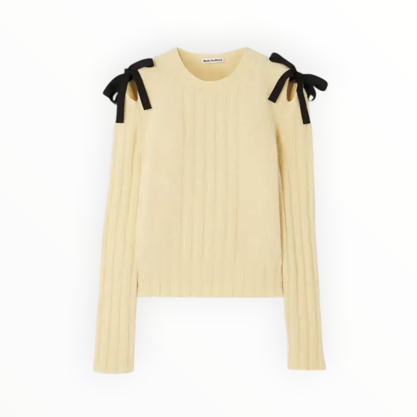 Molly Goddard Ozzy Cutout Grosgrain-Trimmed Wool Sweater - Yellow - Size S