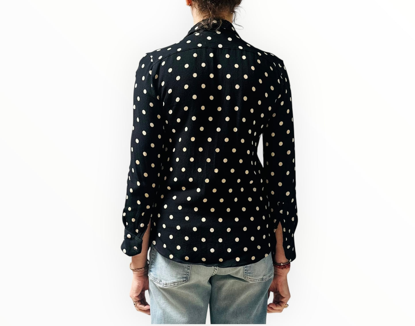 Saint Laurent Polka Dot Shirt - Black/Cream - Size 38