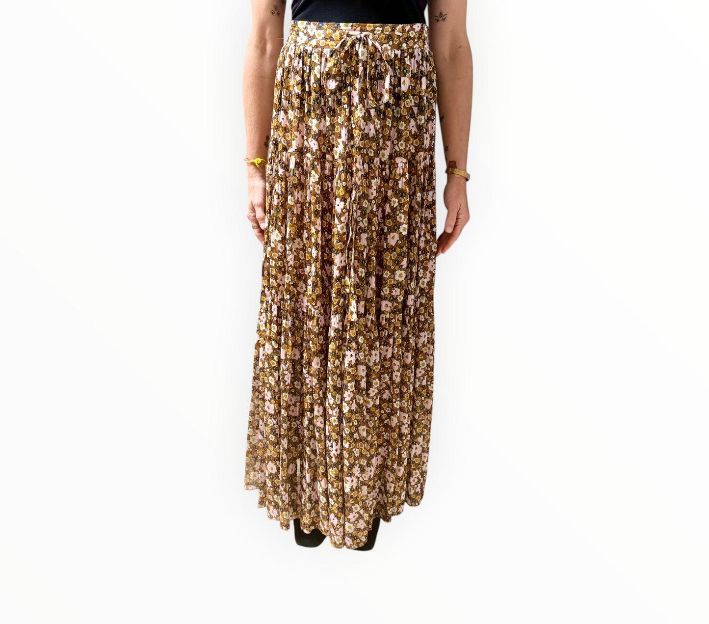 Lee Mathews Ditzy Tiered Tie Front Skirt - Multi - Size 1