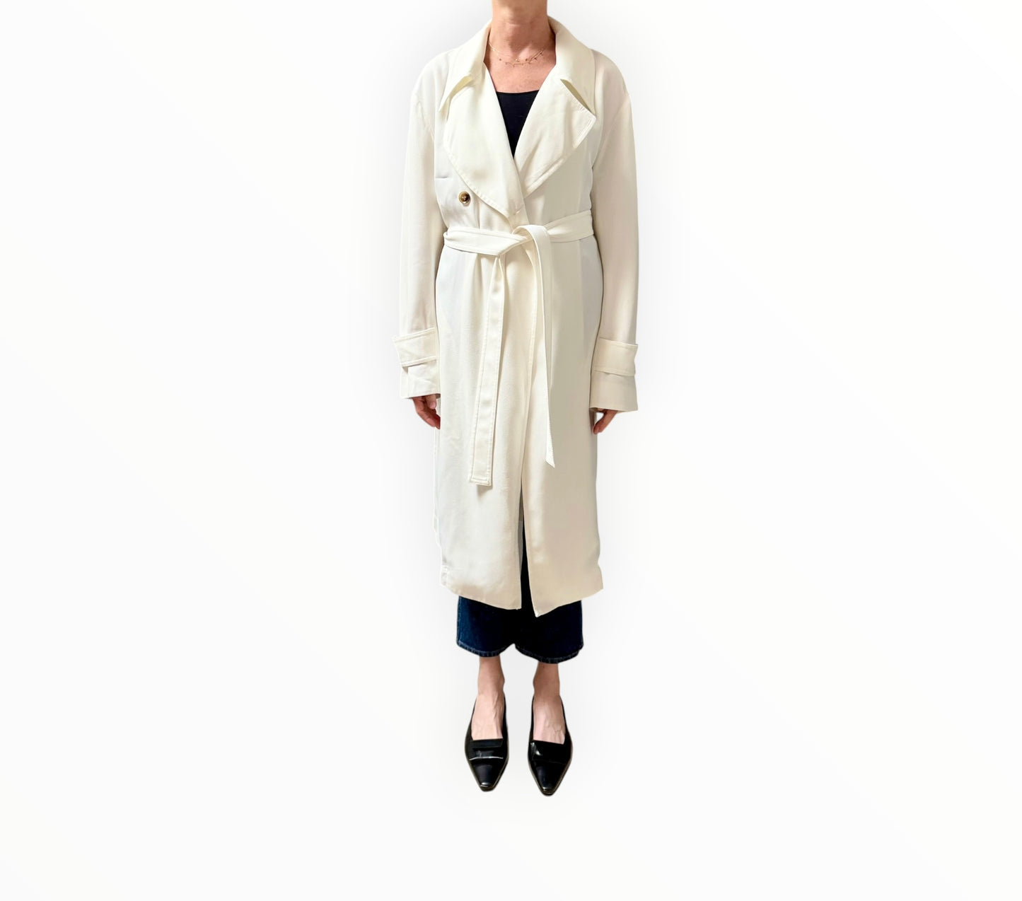Bassike Twill Trench - Ivory - Size XXS