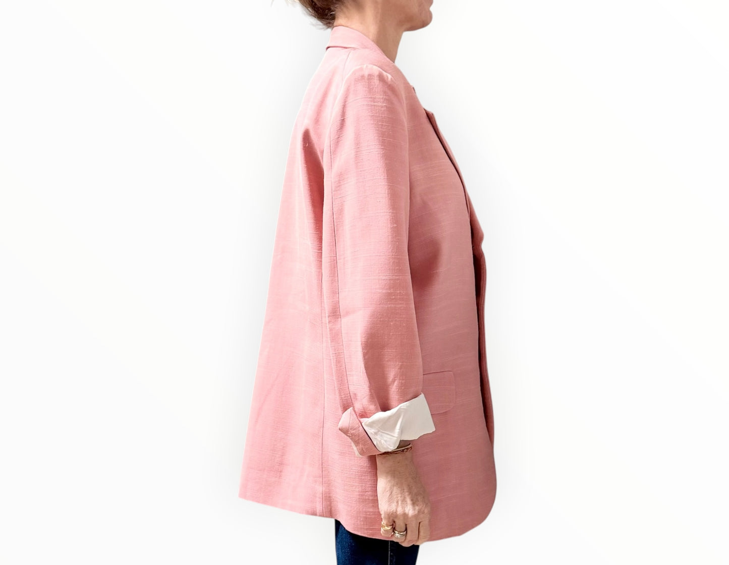 Bassike Textured Blazer - Dark Peach - Size XS/S