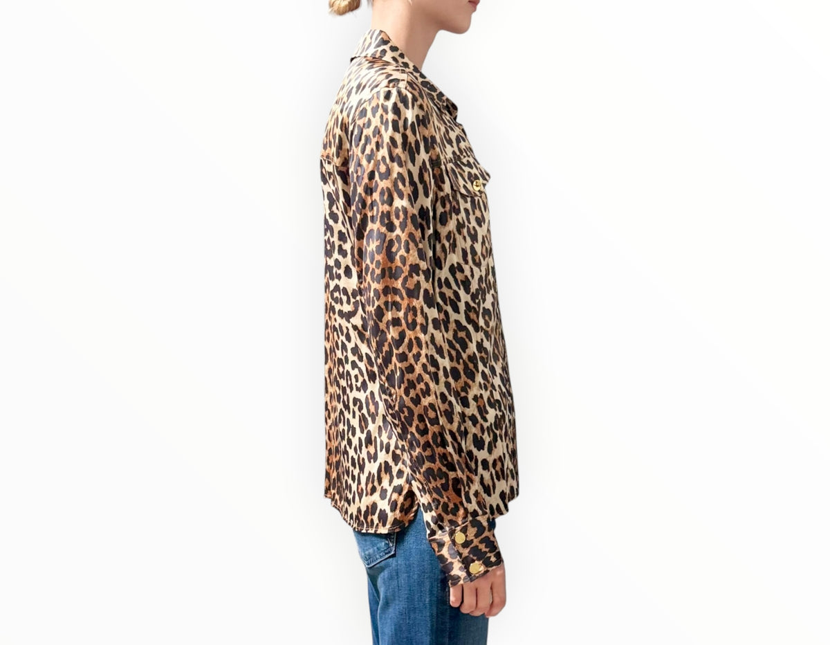 RT006482 - Ganni Animal Print Slim Line Shirt - Multi - Size 38