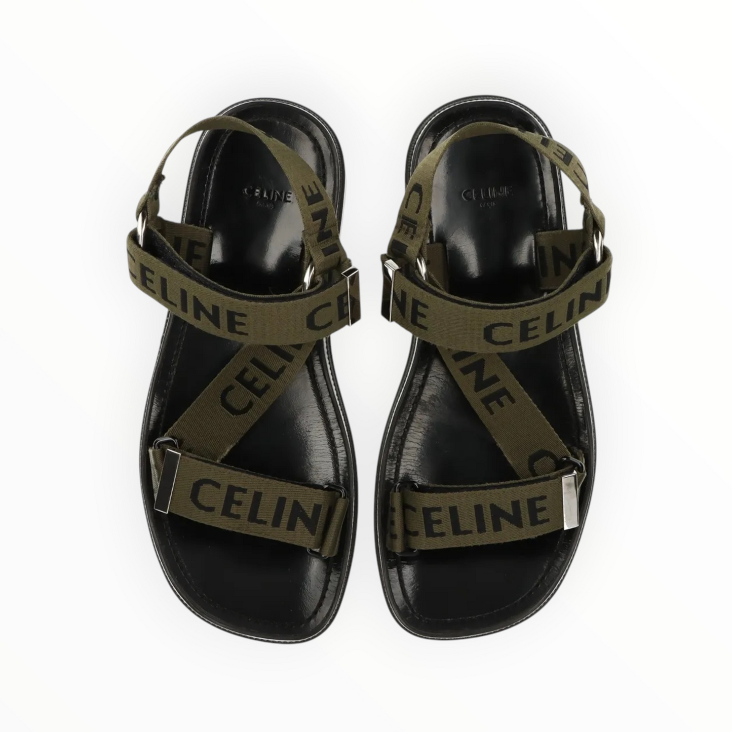 RT006239 - Celine Leo Strappy Sandals - Khaki/White - Size 40