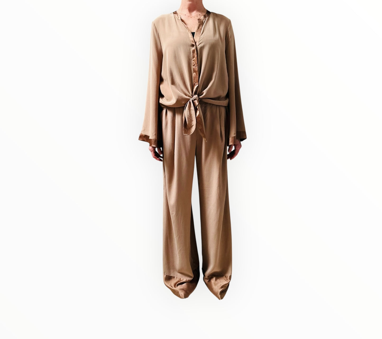 L'Agence Charlize Shirt + Pant Set - Malt -Size L