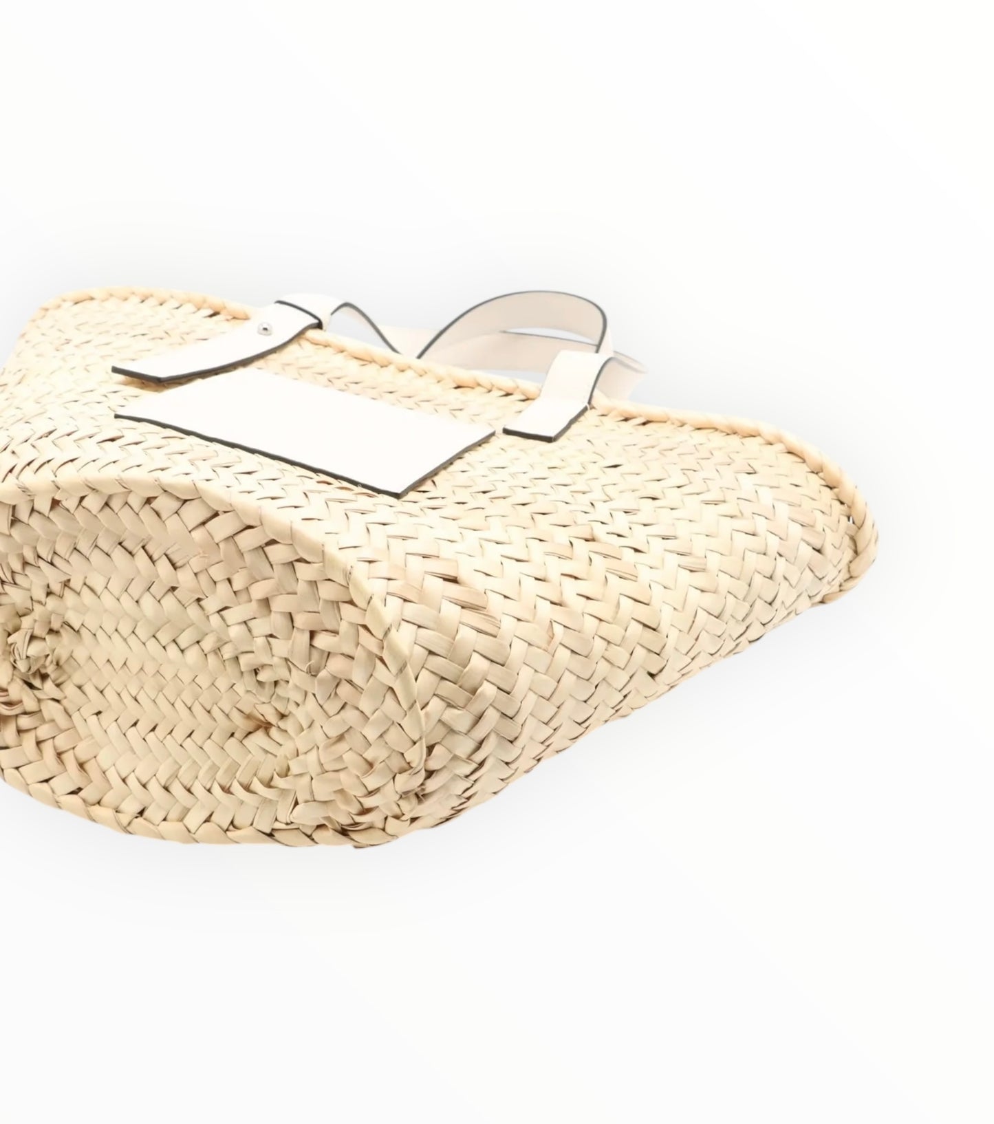 Loewe Leather-Trimmed Woven Raffia Tote - Large - White