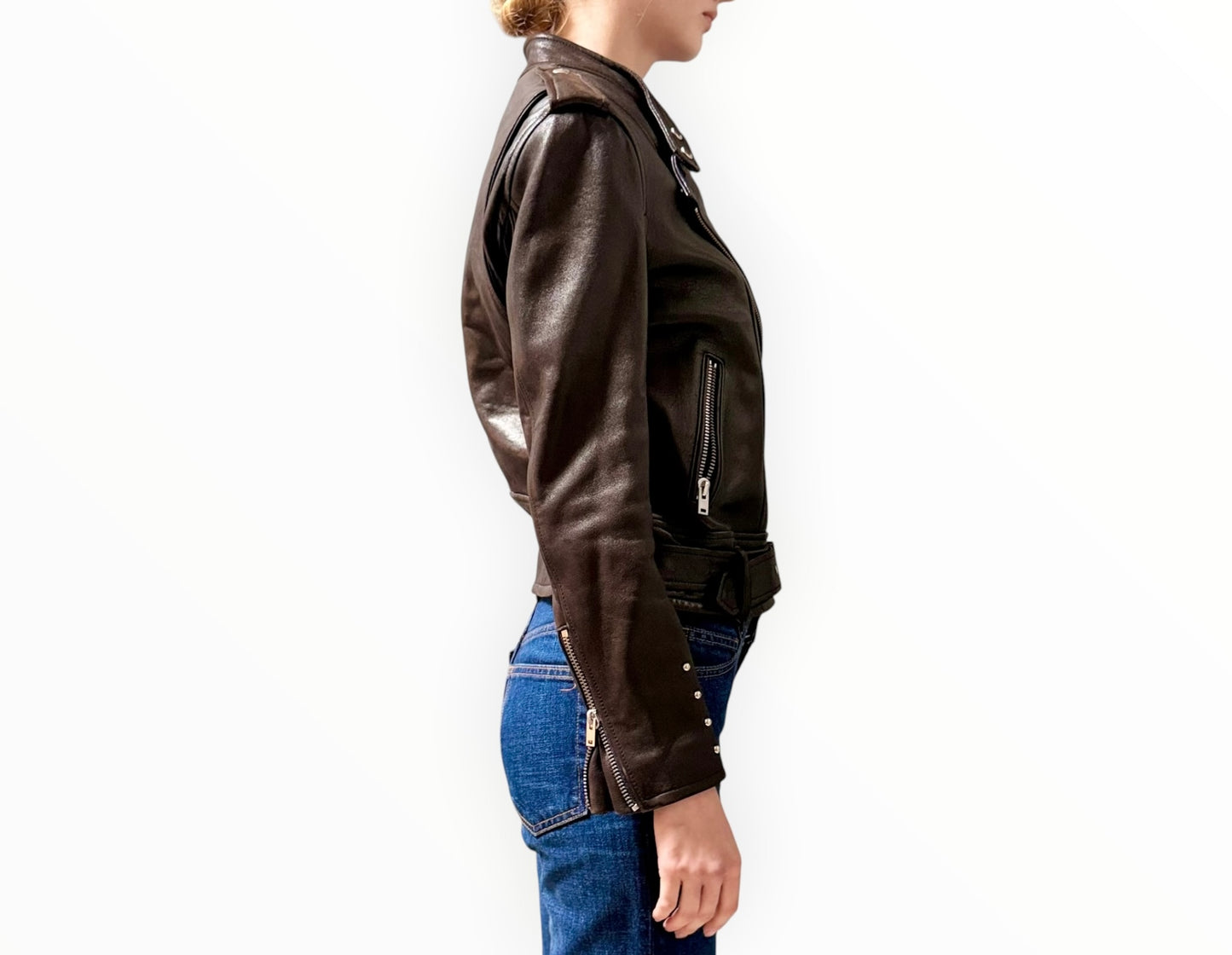 Iro Leather Jacket - Dark Brown - Size 42