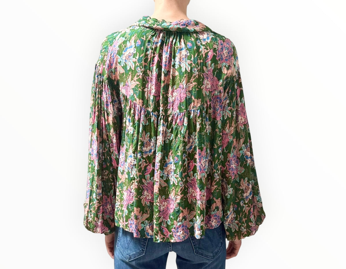 By Timo Floral Print Shirt - Green Multi - Size S