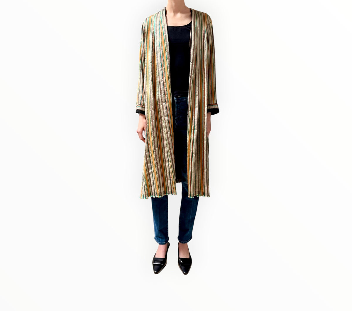 RT006498 - Forte Forte Metallic Striped Textured Coat - Multi - Size 1