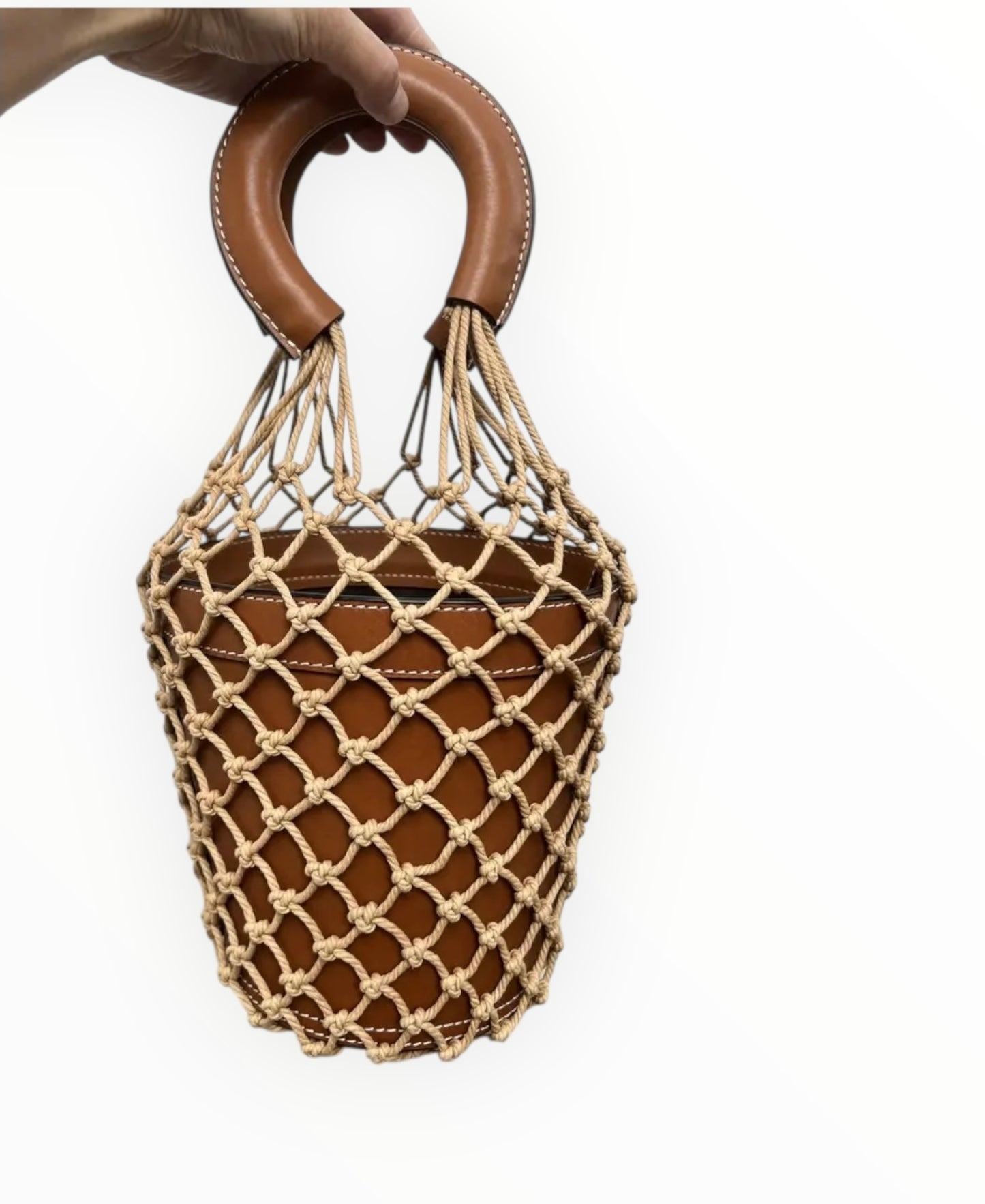 Staud Moreau Macrame Bucket Bag - Tan
