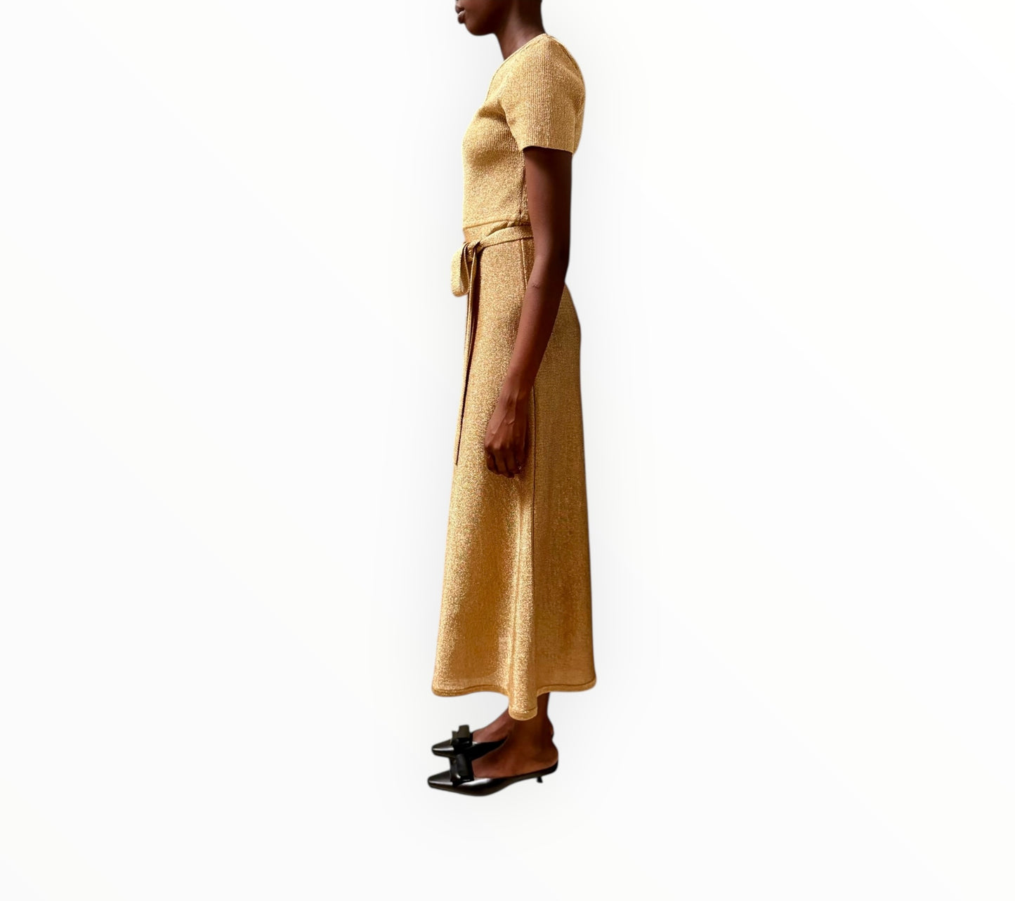 Scanlan Theodore Square Neck Dress - Gold - Size S