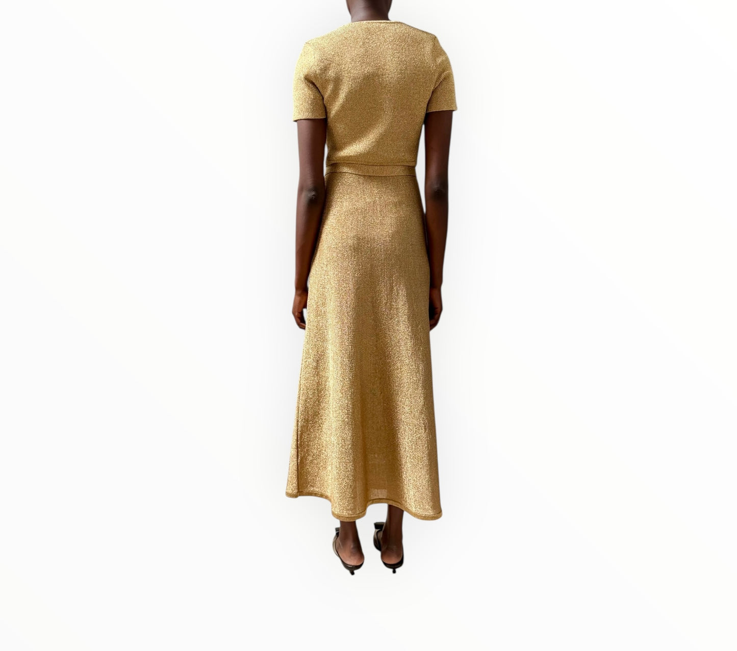 Scanlan Theodore Square Neck Dress - Gold - Size S