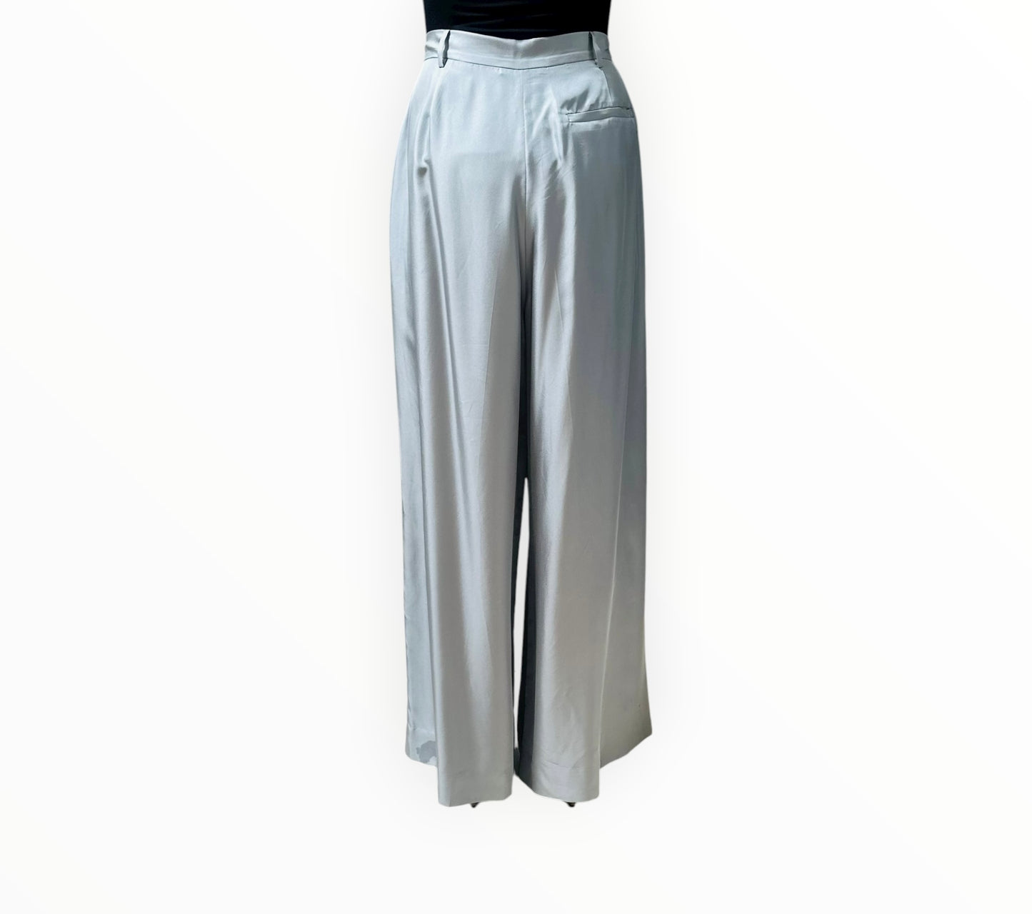 Jac + Jack Pleat Front Wide Leg Pants - Silver - Size 14