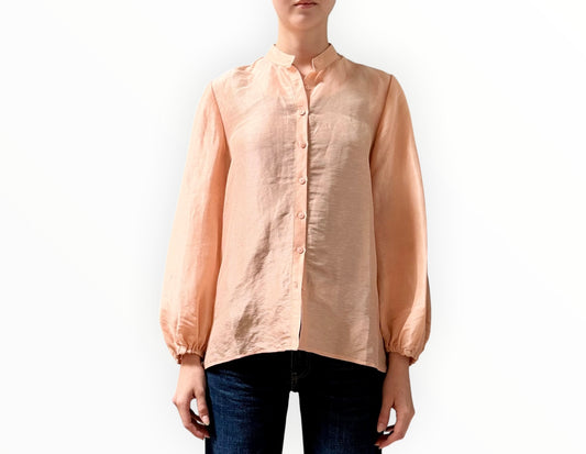 Sarah-Jane Clarke Linen Silk Shirt - Peach - Size AU8