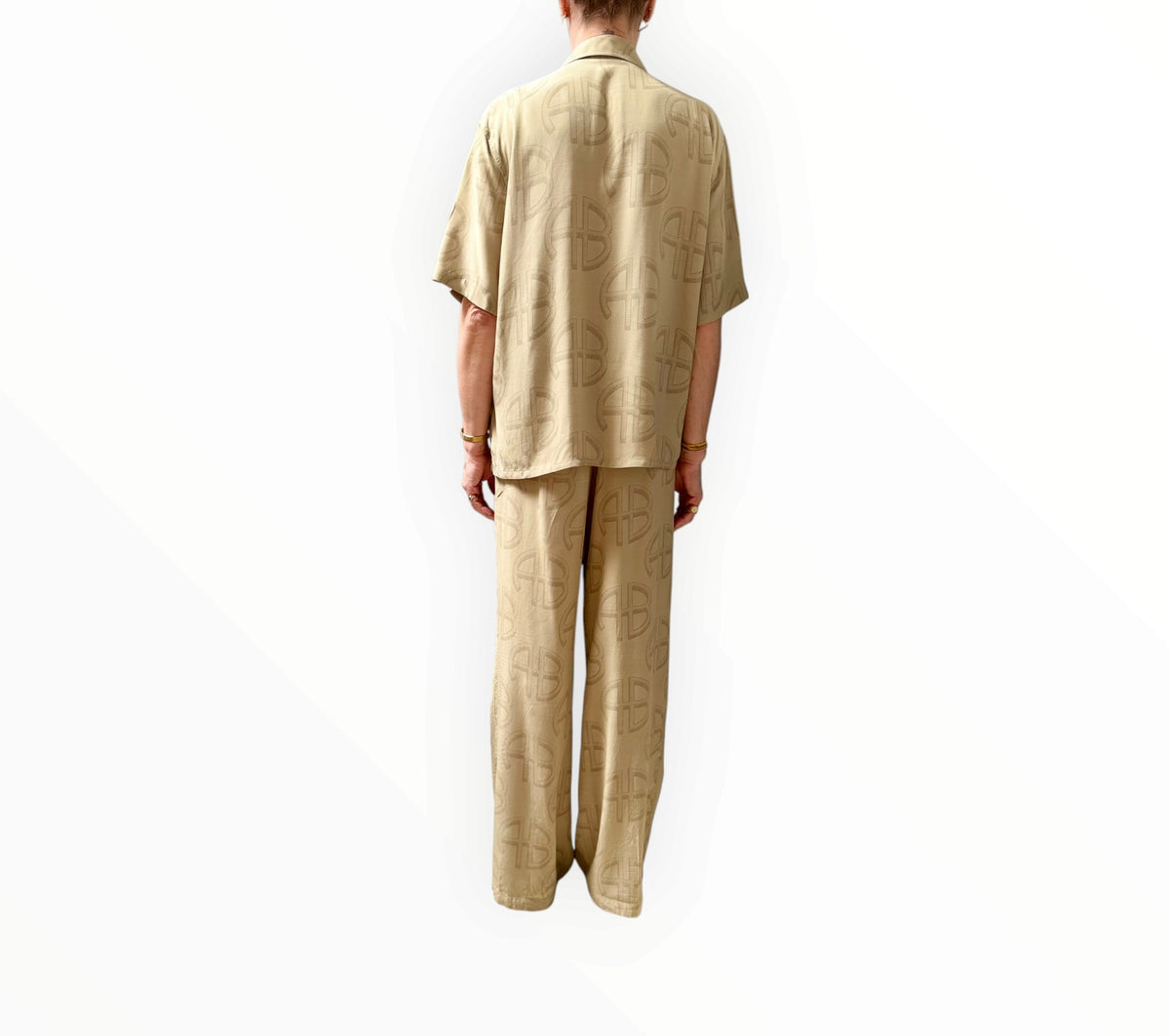 Anine Bing Austen Shirt + Pants - Light Khaki - Size S