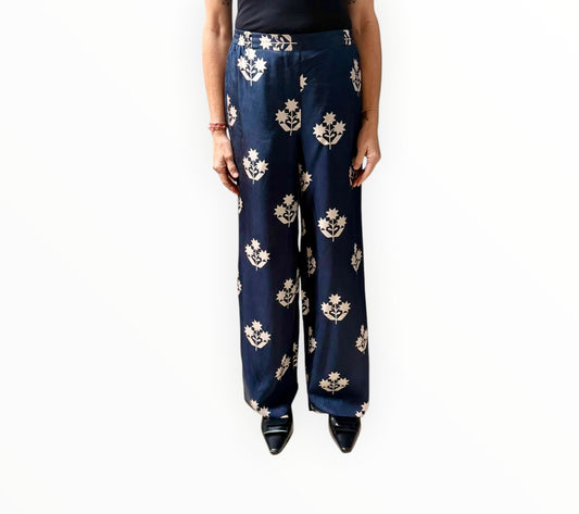 Oroton Graphic Print Pants - Navy/Cream - Size 8