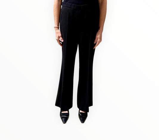 Theory Flat Front Half Back Elastic Pants - Black- Size AU12