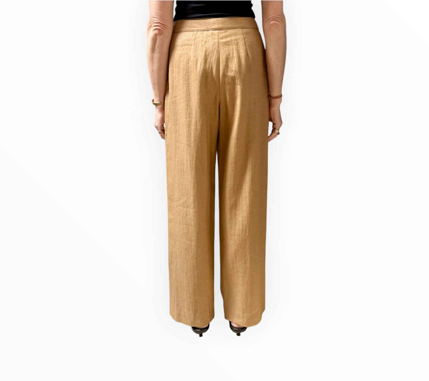 Theory Textured Flat Front Pants - Latte - Size AU8