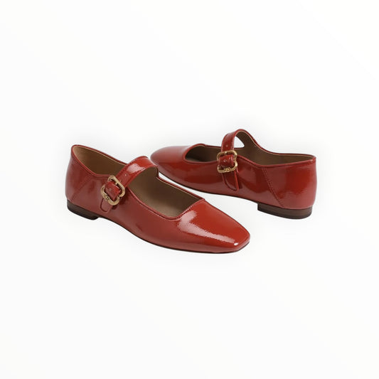 Sam Edelman Patent Mary Jane Flats - Terracotta - Size 8.5
