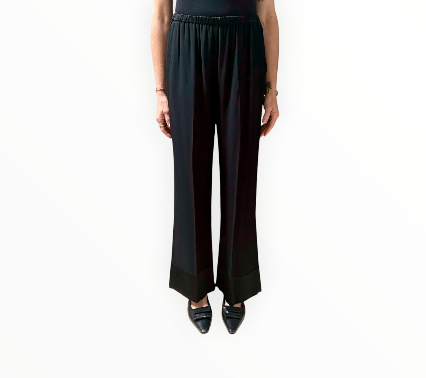 Forte Forte Contrast Hem Pants - Black - Size AU10