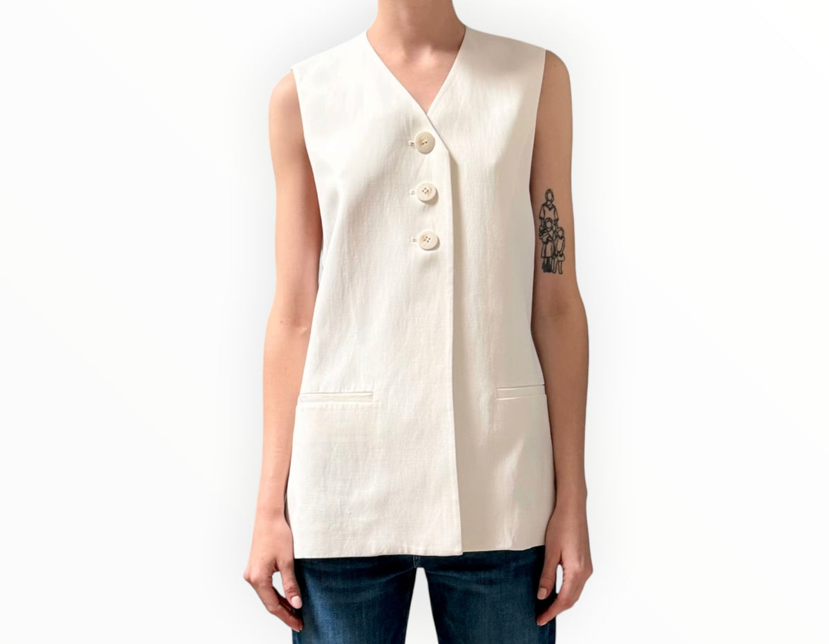 RT0006525 - Lee Mathews 3 Button Vest - White - Size 1