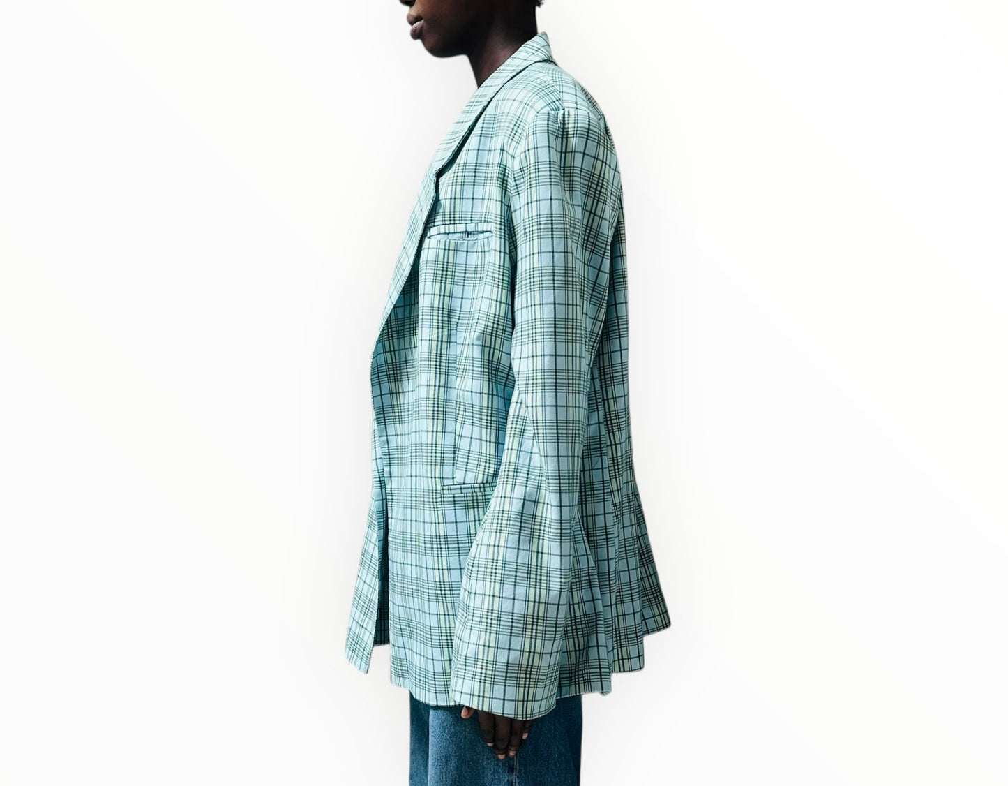 Blanca Oversized Check Jacket - Aqua Check - Size S/M
