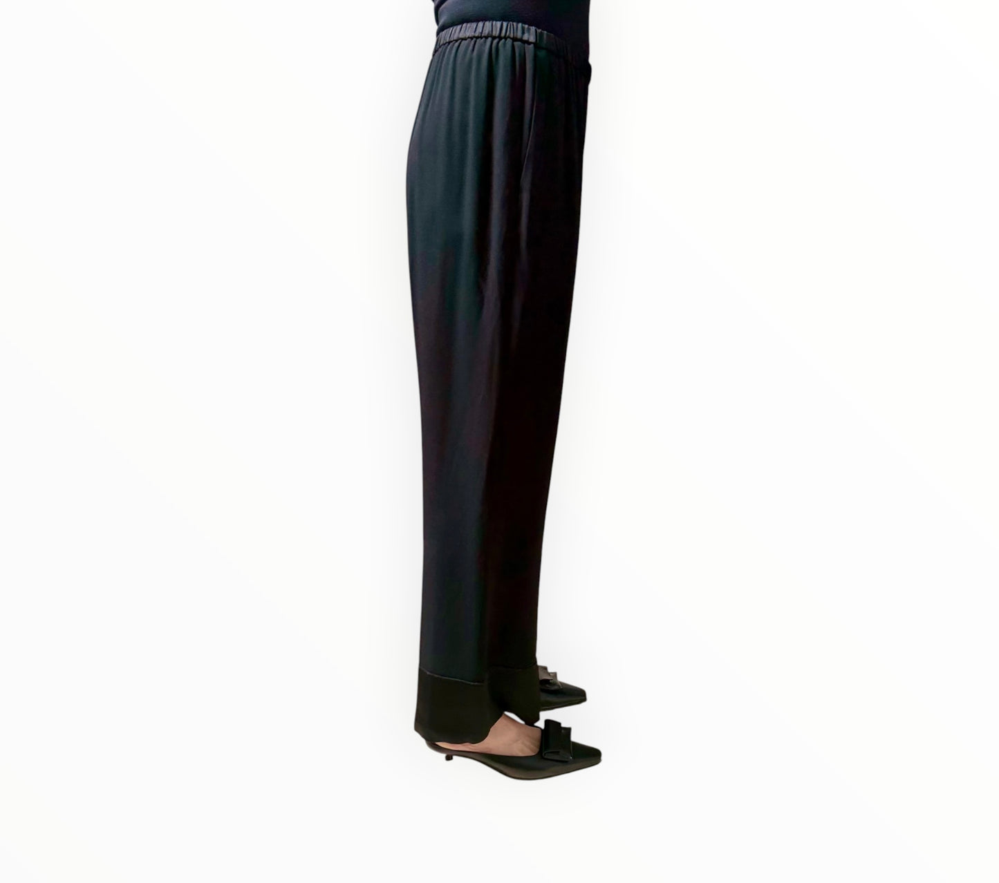 Forte Forte Contrast Hem Pants - Black - Size AU10