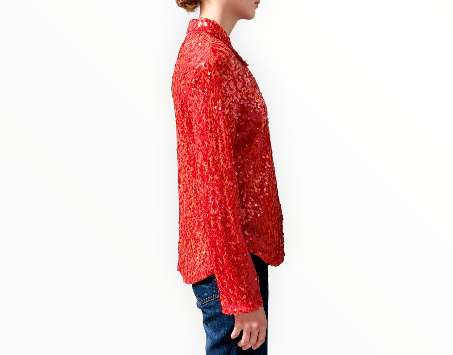 Beatrice B Sequin Shirt - Orange - Size XL