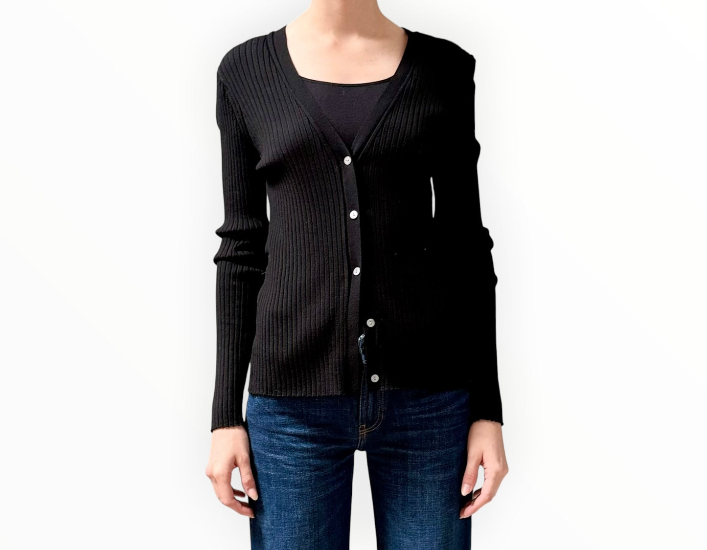 Theory Merino Rib Cardigan - Black - Size L