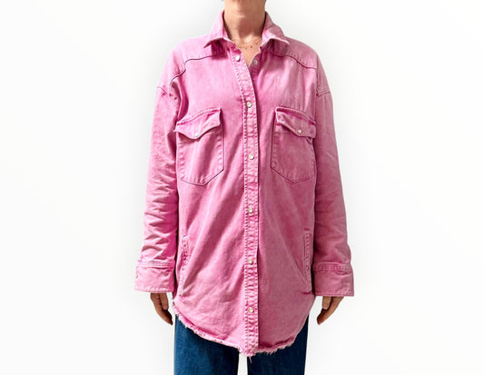 Iro Longline Denim Jacket - Pink - Size 40