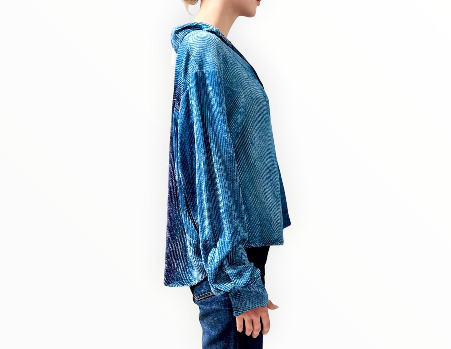 Forte Forte Boxy Corduroy Shirt - Blue -Size 2