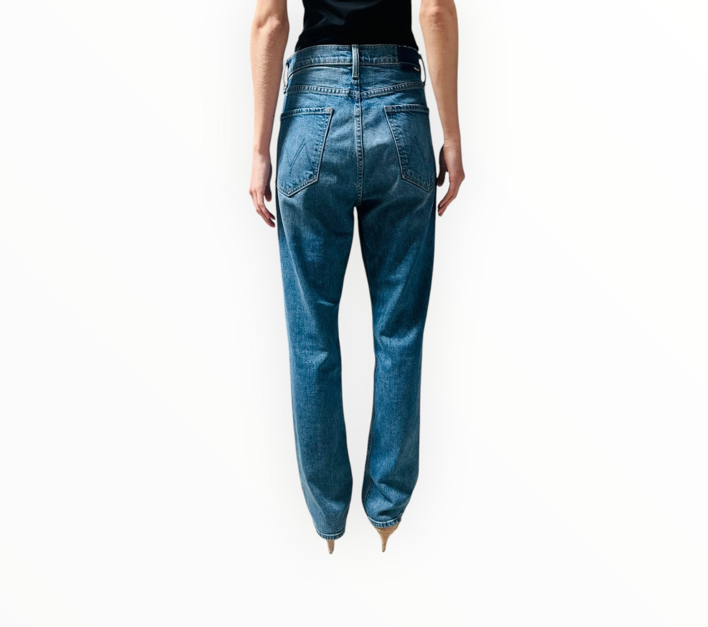 Mother High Waisted Rider Jeans  - Mid Blue - Size 31