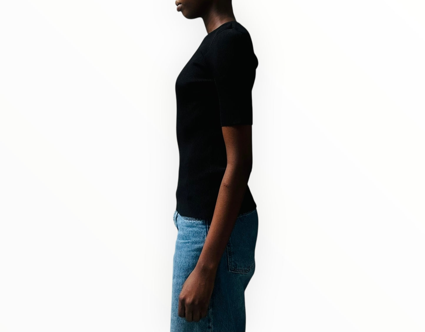 Zimmermann Ribbed Crewneck Top - Black - Size 1