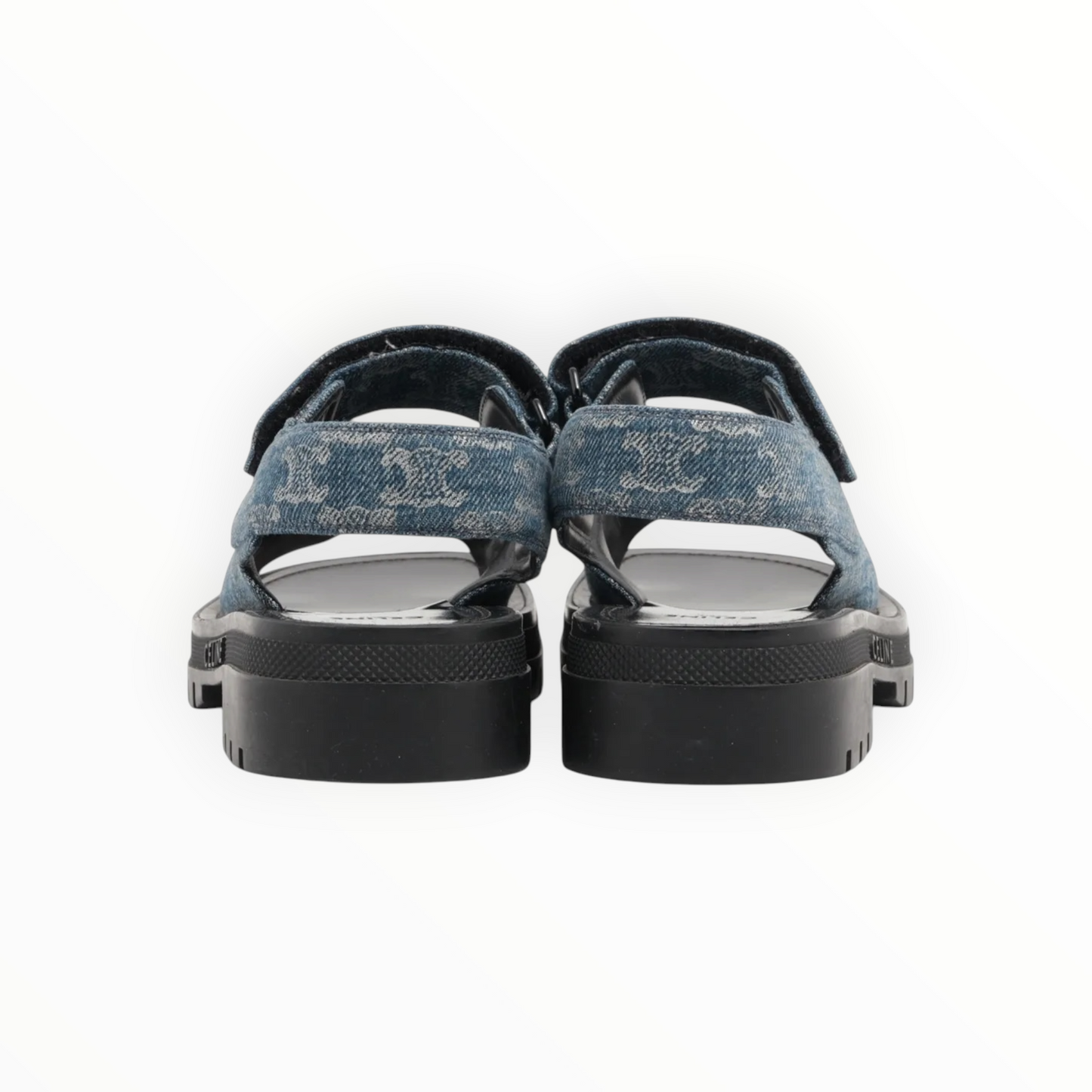 RT006219 - Celine Logo Denim Strap Sandals - Blue - Size 38